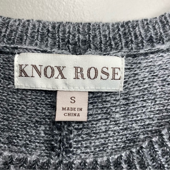 Knox Rose Embroidered Floral sweater Boho Knit Balloon Sleeve Gray red SMALL - Picture 3 of 10